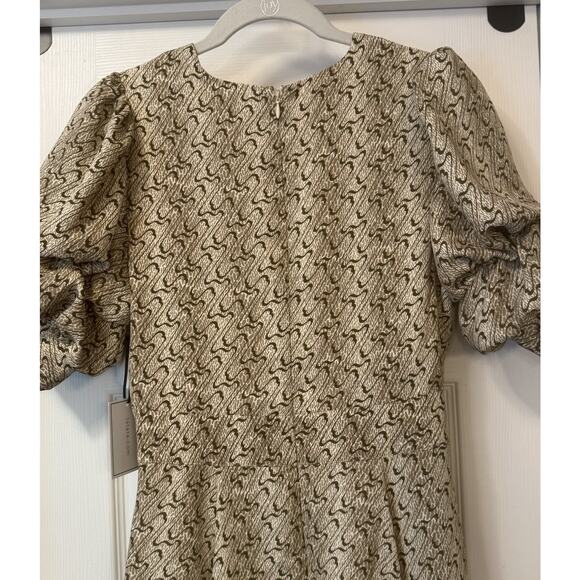 1.State NWT V-Neck Mini Dress Sz XS Oatmeal Bubble Puff Sleeve Hi-Low Hem Swing - Picture 9 of 16